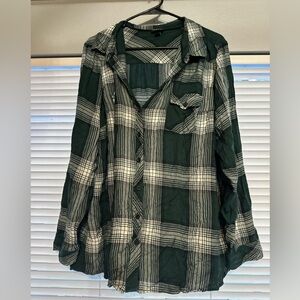 Torrid Green Plaid Long Sleeve Button Up
